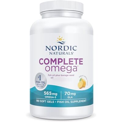 Nordic Naturals , Complete Omega-3, 565mg, with Borage Oil and GLA, 180 Softgels, Lemon Flavour, Lab-Tested, Soy-Free, Gluten-Free, Non-GMO Nordic Naturals , Complete Omega-3, 565mg, with Borage Oil and GLA, 180 Softgels, Lemon Flavour, Lab-Tested, Soy-Free, Gluten-Free, Non-GMO