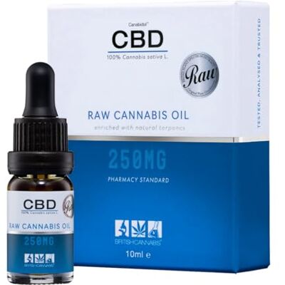 BRITISH CANNABIS RAW Cannabis Oil 250mg (10ml) Full Plant Extract CBD Oil Drops, Natural Formula, Vegan & Gluten-Free, Made in the UK, Lab Tested BRITISH CANNABIS RAW Cannabis Oil 250mg (10ml) Full Plant Extract CBD Oil Drops, Natural Formula, Vegan & Gluten-Free, Made in the UK, Lab Tested