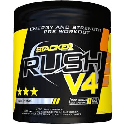 STACKER 2 Rush V4 Pre-Workout Booster, Fruit Punch STACKER 2 Rush V4 Pre-Workout Booster, Fruit Punch