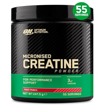 Optimum Nutrition Micronised Creatine Monohydrate Powder, Creatine, Fruit Punch, Supplement to Improve Strength and Muscle Performance, Pre and Post Workout, 247.5 g, 55 Servings Optimum Nutrition Micronised Creatine Monohydrate Powder, Creatine, Fruit Punch, Supplement to Improve Strength and Muscle Performance, Pre and Post Workout, 247.5 g, 55 Servings