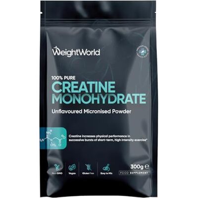 WeightWorld Creatine Monohydrate Powder 300g 100 Servings 3+ Months Supply Pure Micronised Creatine Powder Unflavoured, Vegan-Friendly, & Easy to Mix Scoop Included For Both Men & Women WeightWorld Creatine Monohydrate Powder 300g 100 Servings 3+ Months Supply Pure Micronised Creatine Powder Unflavoured, Vegan-Friendly, & Easy to Mix Scoop Included For Both Men & Women