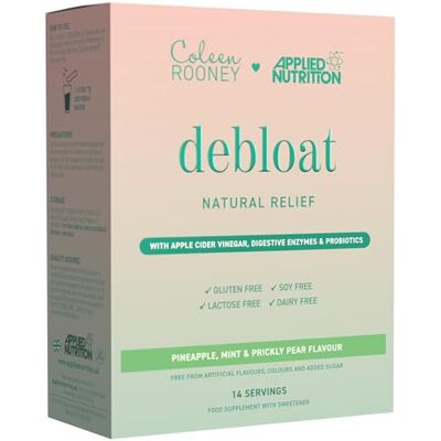Applied Nutrition Coleen Rooney Debloat Powder Apple Cider Vinegar & Enzymes, Best Digestive Health, Best Vegan Gut Support Natural Bloating Relief (14 x 9.1g) (Pineapple, Mint & Prickly Pear) Applied Nutrition Coleen Rooney Debloat Powder Apple Cider Vinegar & Enzymes, Best Digestive Health, Best Vegan Gut Support Natural Bloating Relief (14 x 9.1g) (Pineapple, Mint & Prickly Pear)