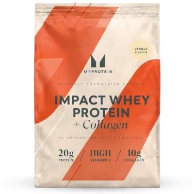Myprotein Impact Whey Protein + Collagen 20g Protein with 10g Collagen Peptides & Vitamin C Low Calorie, Low Fat Protein Powder for Muscle & Daily Support (30 Servings, Vanilla) Myprotein Impact Whey Protein + Collagen 20g Protein with 10g Collagen Peptides & Vitamin C Low Calorie, Low Fat Protein Powder for Muscle & Daily Support (30 Servings, Vanilla)