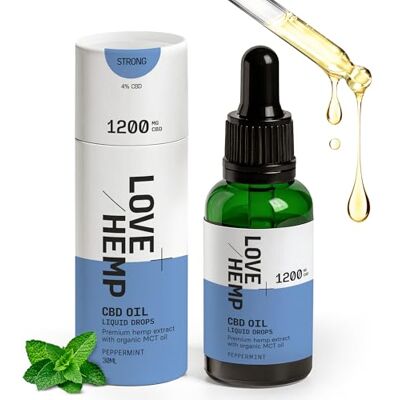 Love Hemp CBD Oil Drops 30ml 1200mg Made in UK Peppermint/High Strength CBD Oil for Sleep with MCT, Vegan & Gluten-Free, THC Free, Natural Daily Health Hemp Extract, Anxiety Relief for Adults Love Hemp CBD Oil Drops 30ml 1200mg Made in UK Peppermint/High Strength CBD Oil for Sleep with MCT, Vegan & Gluten-Free, THC Free, Natural Daily Health Hemp Extract, Anxiety Relief for Adults