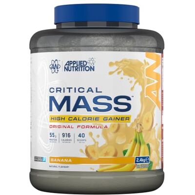Applied Nutrition Original Critical Mass Banana Weight Gainer with MCT Powder, High Calorie Protein Powder Mass Gainer (2.4kg 10 Servings) Applied Nutrition Original Critical Mass Banana Weight Gainer with MCT Powder, High Calorie Protein Powder Mass Gainer (2.4kg 10 Servings)