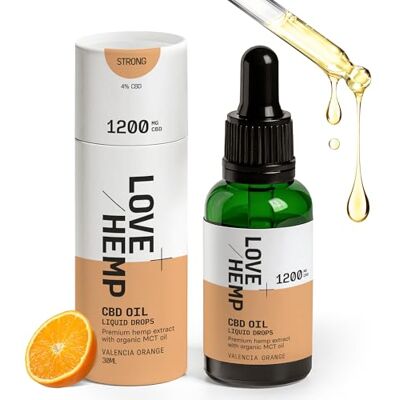 Love Hemp CBD Oil Drops 30ml 1200mg Made in UK Orange/High Strength CBD Oil for Sleep with MCT, Vegan & Gluten-Free, THC Free, Natural Daily Health Hemp Extract, Anxiety Relief for Adults Love Hemp CBD Oil Drops 30ml 1200mg Made in UK Orange/High Strength CBD Oil for Sleep with MCT, Vegan & Gluten-Free, THC Free, Natural Daily Health Hemp Extract, Anxiety Relief for Adults