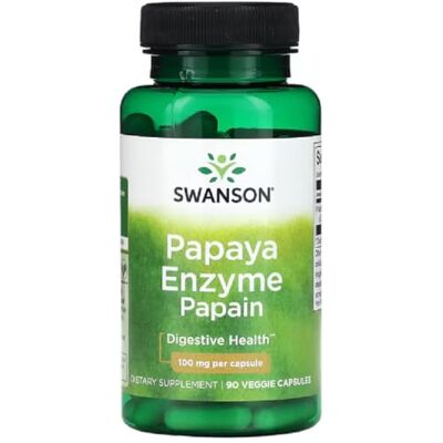 Swansons Swanson Papaya Enzyme Papain, 100mg Digestive Enzyme and Gut Health 90 Veggie Capsules Swansons Swanson Papaya Enzyme Papain, 100mg Digestive Enzyme and Gut Health 90 Veggie Capsules