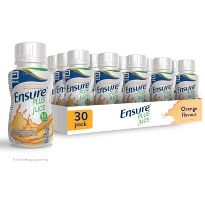 Ensure Plus Juice Nutritional Supplement Drink, Juice Style, Orange Flavour, Contains Protein, Vitamins and Minerals, 220 ml (Pack of 30) Ensure Plus Juice Nutritional Supplement Drink, Juice Style, Orange Flavour, Contains Protein, Vitamins and Minerals, 220 ml (Pack of 30)