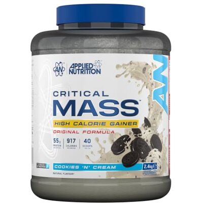 Applied Nutrition Original Critical Mass Cookies and Cream Weight Gainer with MCT Powder, High Calorie Protein Powder Mass Gainer (2.4kg 10 Servings) Applied Nutrition Original Critical Mass Cookies and Cream Weight Gainer with MCT Powder, High Calorie Protein Powder Mass Gainer (2.4kg 10 Servings)