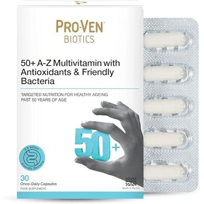 Pro-Ven Probiotics for Adults Age 50+ Gut Health & Immune System Support 2.5 Billion CFU Friendly Bacteria & Multivitamin Supplement 30 Capsules Pro-Ven Probiotics for Adults Age 50+ Gut Health & Immune System Support 2.5 Billion CFU Friendly Bacteria & Multivitamin Supplement 30 Capsules