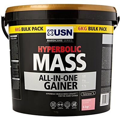 USN Hyperbolic Mass All-In-One Gainer Shake Powder, Strawberry, 6 kg USN Hyperbolic Mass All-In-One Gainer Shake Powder, Strawberry, 6 kg