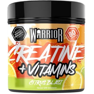 Warrior Creatine Monohydrate 360g (80 Servings) – Creatine Powder + Multivitamin with Magnesium & Vitamin D – All-in-One Gym & Sports Performance Formula for Strength, Muscle & Energy – Citrus Burst Warrior Creatine Monohydrate 360g (80 Servings) – Creatine Powder + Multivitamin with Magnesium & Vitamin D – All-in-One Gym & Sports Performance Formula for Strength, Muscle & Energy – Citrus Burst