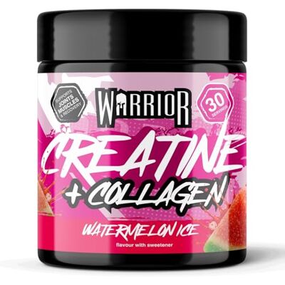 Warrior Creatine Monohydrate Powder + Hydrolysed Collagen Peptides 270g (30 Servings) – Micronised Creatine and Collagen Supplement for Muscle, Hair, Skin, Nails & Joints for Women – Watermelon Ice Warrior Creatine Monohydrate Powder + Hydrolysed Collagen Peptides 270g (30 Servings) – Micronised Creatine and Collagen Supplement for Muscle, Hair, Skin, Nails & Joints for Women – Watermelon Ice