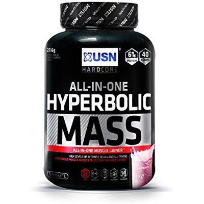 USN Hyperbolic Mass All-In-One Gainer Shake Powder, Strawberry, 2 kg USN Hyperbolic Mass All-In-One Gainer Shake Powder, Strawberry, 2 kg