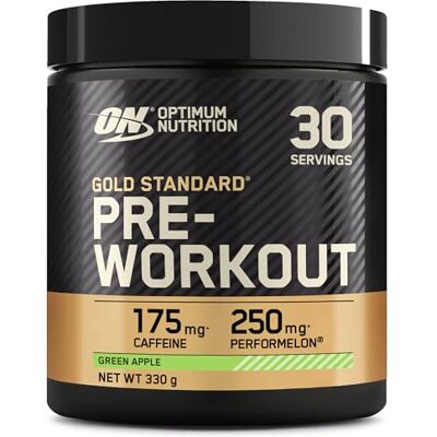 Optimum Nutrition Gold Standard Pre Workout Powder, Energy Drink with Creatine Monohydrate, Beta Alanine, Caffeine and Vitamin B Complex, Nutrition Supplement, Green Apple Flavour, 30 Servings, 330 g Optimum Nutrition Gold Standard Pre Workout Powder, Energy Drink with Creatine Monohydrate, Beta Alanine, Caffeine and Vitamin B Complex, Nutrition Supplement, Green Apple Flavour, 30 Servings, 330 g