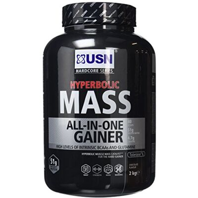 USN Hyperbolic Mass All-In-One Gainer Shake Powder, Chocolate, 2 kg USN Hyperbolic Mass All-In-One Gainer Shake Powder, Chocolate, 2 kg
