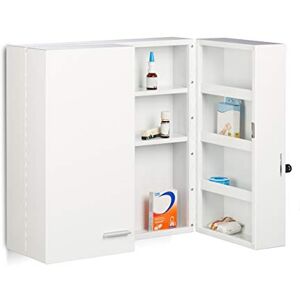 Relaxdays XXL Medicine Cabinet, Premium Locking w/ 2 Doors, 11 Compartments, HxWxD: 53 x 53 x 20 cm, First Aid Cupboard, White Relaxdays XXL Medicine Cabinet, Premium Locking w/ 2 Doors, 11 Compartments, HxWxD: 53 x 53 x 20 cm, First Aid Cupboard, White
