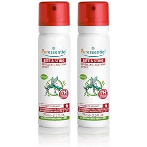 Puressentiel Anti-Sting Repellent and Soothing Spray 2x75 ml Mosquito Repellent Temperate and Tropical Infested Areas Active 100% Natural Origin Puressentiel Anti-Sting Repellent and Soothing Spray 2x75 ml Mosquito Repellent Temperate and Tropical Infested Areas Active 100% Natural Origin