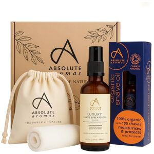 Absolute Aromas Luxury Men's Shave Gift Set Natural Grooming Kit with Shaving Oil, Travel Oil & Facial Flannel Gift for Men Absolute Aromas Luxury Men's Shave Gift Set Natural Grooming Kit with Shaving Oil, Travel Oil & Facial Flannel Gift for Men