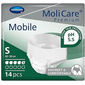 Molicare Premium Mobile Disposable Incontinence Pants: for Women and Men with Incontinence; 5 Drops, Size S, Pack of 14 Molicare Premium Mobile Disposable Incontinence Pants: for Women and Men with Incontinence; 5 Drops, Size S, Pack of 14