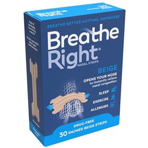 Breathe Right Original Tan, Beige Small/Medium 30 Pieces, Nasal Strips for Snoring, Nose Strips for Breathing, Blocked Nose Relief, Drug-free Snoring Aid for Men and Women, Packaging may vary Breathe Right Original Tan, Beige Small/Medium 30 Pieces, Nasal Strips for Snoring, Nose Strips for Breathing, Blocked Nose Relief, Drug-free Snoring Aid for Men and Women, Packaging may vary