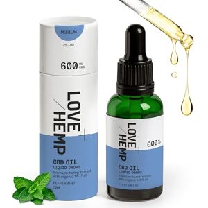 Love Hemp CBD Oil Drops 30ml 600mg Made in UK Peppermint/Medium Strength CBD Oil for Sleep with MCT, Vegan & Gluten-Free, THC Free, Natural Daily Health Hemp Extract, Anxiety Relief for Adults Love Hemp CBD Oil Drops 30ml 600mg Made in UK Peppermint/Medium Strength CBD Oil for Sleep with MCT, Vegan & Gluten-Free, THC Free, Natural Daily Health Hemp Extract, Anxiety Relief for Adults