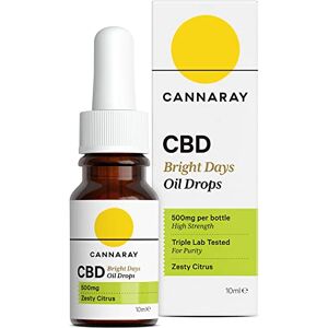 Cannaray CBD Oil Drops – Bright Days, 500mg, Zesty Citrus Strong High Strength 5% CBD Vegan, THC-Free & GMO-Free (10ml)