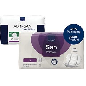ABENA San Premium Mens & Womens Incontinence Pads, Breathable & Comfortable, Fast Absorption, Discreet & Effective Shaped Incontinence Pads for Men/Women Premium 5, 1200ml Absorbency, 4x 36PK ABENA San Premium Mens & Womens Incontinence Pads, Breathable & Comfortable, Fast Absorption, Discreet & Effective Shaped Incontinence Pads for Men/Women Premium 5, 1200ml Absorbency, 4x 36PK
