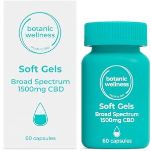 Botanic Wellness CBD Gel Capsules 1500MG (60 Soft Gels) – 25MG per Capsule – THC-Free, Gluten-Free – CBD Food Supplement – UK Tested & Manufactured Botanic Wellness CBD Gel Capsules 1500MG (60 Soft Gels) – 25MG per Capsule – THC-Free, Gluten-Free – CBD Food Supplement – UK Tested & Manufactured