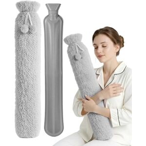 KEPLIN Extra Long 2L Hot Water Bottle with Super Soft Fleece Cover, Durable Natural Rubber, Long Lasting Warmth for Neck, Back & Body, Winter Comfort Grey KEPLIN Extra Long 2L Hot Water Bottle with Super Soft Fleece Cover, Durable Natural Rubber, Long Lasting Warmth for Neck, Back & Body, Winter Comfort Grey