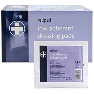 Reliance Medical Relipad First Aid Sterile Dressing Low-Adherent, Absorbent Dressing Pads For Minor Abrasions, Lacerations And Wounds, 10 cm x 10 cm, Pack of 100 Reliance Medical Relipad First Aid Sterile Dressing Low-Adherent, Absorbent Dressing Pads For Minor Abrasions, Lacerations And Wounds, 10 cm x 10 cm, Pack of 100