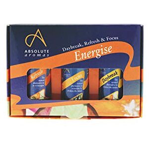 Absolute Aromas Energise Essential Oils Blend Set – 3 x 10ml Pack of Aromatherapy Blend Oils – Daybreak, Refresh and Focus Absolute Aromas Energise Essential Oils Blend Set – 3 x 10ml Pack of Aromatherapy Blend Oils – Daybreak, Refresh and Focus