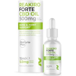 Reakiro Forte CBD Oil Bone & Joint Support 500mg, 15ml I 5.5mg Cannabidiol CBD Oil per Serving I with Vitamin D3 I Enhanced BioAvailability Reakiro Forte CBD Oil Bone & Joint Support 500mg, 15ml I 5.5mg Cannabidiol CBD Oil per Serving I with Vitamin D3 I Enhanced BioAvailability