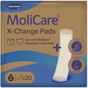 Molicare Disposable X-Change Pads for Washable Absorbent Underwear, Underwear Pads for Incontinence, Extra Protection, Reliable Odour Control, 20 Pads Molicare Disposable X-Change Pads for Washable Absorbent Underwear, Underwear Pads for Incontinence, Extra Protection, Reliable Odour Control, 20 Pads