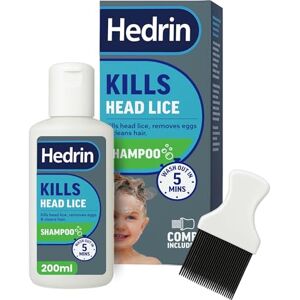 Hedrin Head Lice Shampoo and Comb Kit, Kills Head Lice and Eggs in 5 Minutes, 8 Treatments, Clinically Tested, Suitable for Adults and Children, 200ml, (Formerly All-in-One Packaging May Vary) Hedrin Head Lice Shampoo and Comb Kit, Kills Head Lice and Eggs in 5 Minutes, 8 Treatments, Clinically Tested, Suitable for Adults and Children, 200ml, (Formerly All-in-One Packaging May Vary)