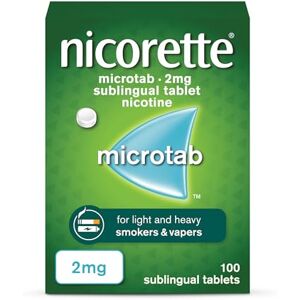 Nicorette Microtab 2mg Sublingual Tablet (100 Pieces), Smoking Cessation Aid to Actively Fight Withdrawal Symptoms, Sublingual Tablets to Help Stop Smoking Nicorette Microtab 2mg Sublingual Tablet (100 Pieces), Smoking Cessation Aid to Actively Fight Withdrawal Symptoms, Sublingual Tablets to Help Stop Smoking