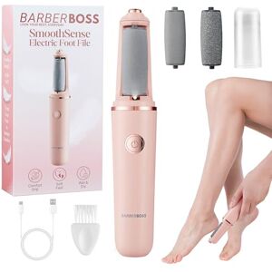 BARBERBOSS Electric Callus Remover for Feet, Portable Foot File, Rechargeable Hard Skin Remover with Fine & Coarse Roller Heads, Waterproof Pedicure Tool with Travel Lock & USB Charging (Pink) BARBERBOSS Electric Callus Remover for Feet, Portable Foot File, Rechargeable Hard Skin Remover with Fine & Coarse Roller Heads, Waterproof Pedicure Tool with Travel Lock & USB Charging (Pink)