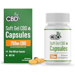 CBDFX 750mg CBD High Strength Broad Spectrum Soft Gel CBD Capsules, 25mg CBD per Capsule, Organic, Gluten-Free, 30 Capsules in Total (15-30 Days) CBDFX 750mg CBD High Strength Broad Spectrum Soft Gel CBD Capsules, 25mg CBD per Capsule, Organic, Gluten-Free, 30 Capsules in Total (15-30 Days)