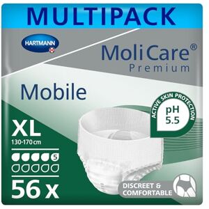 Molicare Premium Mobile 5 Drops Disposable Incontinence Pants: for Women and Men with Incontinence Size XL 51-67 inches 4 Packs of 14 Pairs (56 Pieces) Molicare Premium Mobile 5 Drops Disposable Incontinence Pants: for Women and Men with Incontinence Size XL 51-67 inches 4 Packs of 14 Pairs (56 Pieces)