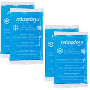 Relaxdays Pads, Set of 4, Cold-Warm, 9 x 15 cm, First Aid, Reusable Gel Cooling Compresses, Blue, 1x9x15 cm Relaxdays Pads, Set of 4, Cold-Warm, 9 x 15 cm, First Aid, Reusable Gel Cooling Compresses, Blue, 1x9x15 cm