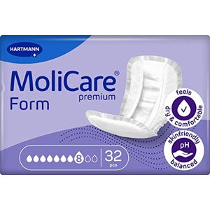 Molicare Premium Form 8 Drops Large Incontinence Pads Instant Dry Feeling All Day Soft Material Active Skin Protection Pack of 32 Absorbs up to 3017ml Molicare Premium Form 8 Drops Large Incontinence Pads Instant Dry Feeling All Day Soft Material Active Skin Protection Pack of 32 Absorbs up to 3017ml