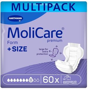 Molicare Premium Form Plus Size 8 Drops Extra Large Bariatric Incontinence Pads Wider Back for Extra Coverage 39% Larger 3 Packs of 20 Pads (60) Items Absorbs up to 3347ml Molicare Premium Form Plus Size 8 Drops Extra Large Bariatric Incontinence Pads Wider Back for Extra Coverage 39% Larger 3 Packs of 20 Pads (60) Items Absorbs up to 3347ml