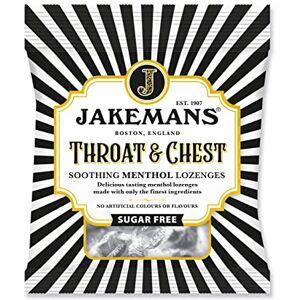 Jakemans Throat & Chest Sugar Free 50g Pack of 12 Soothing Menthol Sweets Suitable for Vegetarians Jakemans Throat & Chest Sugar Free 50g Pack of 12 Soothing Menthol Sweets Suitable for Vegetarians