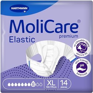 Molicare Premium Elastic Adult Nappies – 8 Drops High-Absorbency Disposable Diapers for Men and Women with Severe Incontinence Size XL Pack of 14 Molicare Premium Elastic Adult Nappies – 8 Drops High-Absorbency Disposable Diapers for Men and Women with Severe Incontinence Size XL Pack of 14