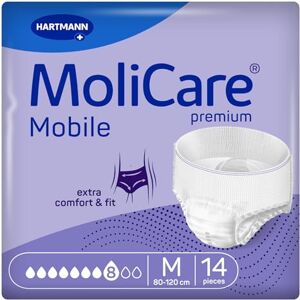 Molicare Premium Mobile 8 Drops Size M, Incontinence Pants for Women and Men with Severe Incontinence, Extra Leakage Protection, Skin Protection, Improved Body Fit, 14 Pieces Molicare Premium Mobile 8 Drops Size M, Incontinence Pants for Women and Men with Severe Incontinence, Extra Leakage Protection, Skin Protection, Improved Body Fit, 14 Pieces