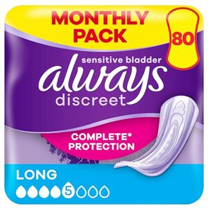 Incontinence Pads Long, 80 Pads (4 x 20 Pieces) Monthly Pack, Discreet Protection & High Absorbency, Odour-Neutralising (Packaging May Vary) Incontinence Pads Long, 80 Pads (4 x 20 Pieces) Monthly Pack, Discreet Protection & High Absorbency, Odour-Neutralising (Packaging May Vary)