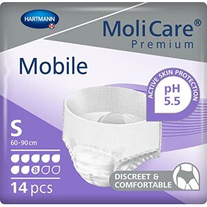 Molicare Premium Mobile 8 Drops Disposable Incontinence Pants: for Woman and Men with Incontinence Size S 24-35 inches Pack of 14 Molicare Premium Mobile 8 Drops Disposable Incontinence Pants: for Woman and Men with Incontinence Size S 24-35 inches Pack of 14