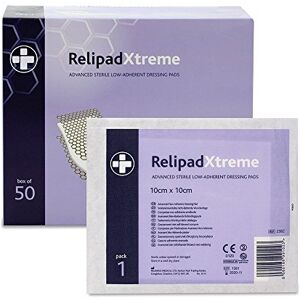 Reliance Medical Sterile Relipad Xtreme Low Adherent Dressing Pads for Heavy Duty Use with Advanced Absorbency Technology, Double-Sided Design for Maximum Exudate Absorption 10 cm x 10 cm, Box of 50 Reliance Medical Sterile Relipad Xtreme Low Adherent Dressing Pads for Heavy Duty Use with Advanced Absorbency Technology, Double-Sided Design for Maximum Exudate Absorption 10 cm x 10 cm, Box of 50