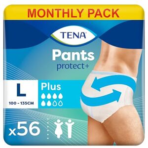 TENA Unisex Pants Plus, Large, for Moderate to Heavy Bladder Weakness, 56 pairs of Incontinence Pants (14 x 4 packs) Designed for Active Everyday Life, Fits Waist 100cm 135cm TENA Unisex Pants Plus, Large, for Moderate to Heavy Bladder Weakness, 56 pairs of Incontinence Pants (14 x 4 packs) Designed for Active Everyday Life, Fits Waist 100cm 135cm