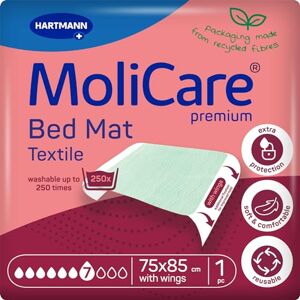 Molicare Premium Bed Mat Textile, 7 Drops, Washable Incontinence Bed Pads and Mattress Protector, 75x85cm with wings. Pack of 1 Molicare Premium Bed Mat Textile, 7 Drops, Washable Incontinence Bed Pads and Mattress Protector, 75x85cm with wings. Pack of 1